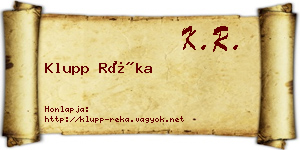 Klupp Réka névjegykártya